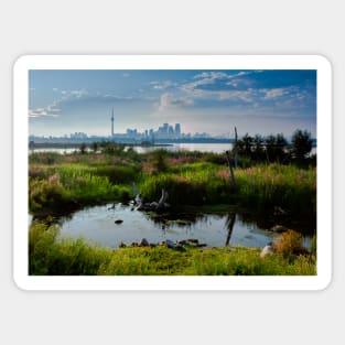 Toronto Skyline From Tommy Thompson Park Sticker